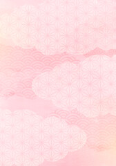 Fototapeta premium 和柄の雲の桜イメージのパステルなベクターイラスト背景