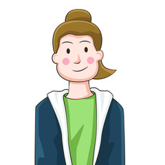 Cute girl in drawing style isolated vector. Person object illustration for your presentation, teaching materials or others as you want.