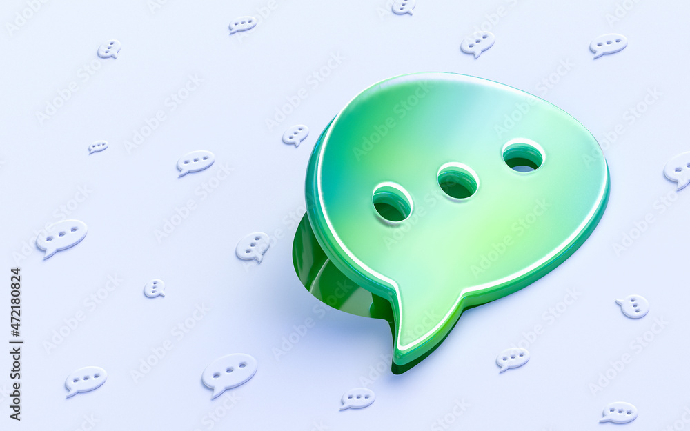 Poster communication chat button sign folding on white background 3d render concept for web template cover