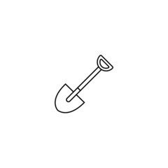 Standard spade icon. Simple slanted vector symbol in line style. Isolated on white background.