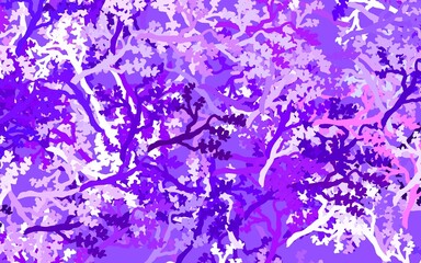 Light Blue, Red vector doodle background with leaves, branches.