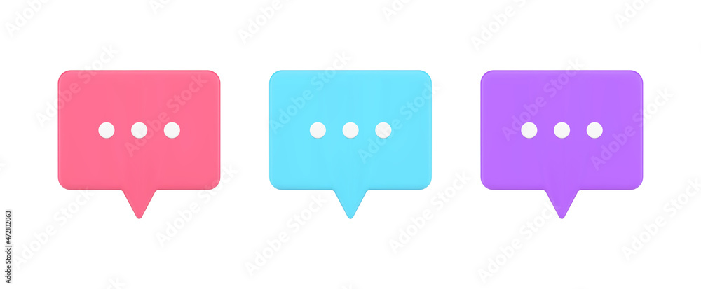Poster set bright speech bubble 2d icon notification reminder alert for chatting cyberspace dialogue vector
