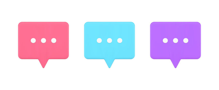 Set bright speech bubble 2d icon notification reminder alert for chatting cyberspace dialogue vector