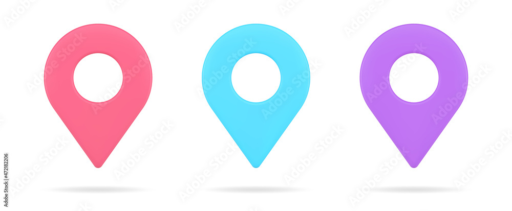 Poster multicolored map pin location gps symbol collection 3d icon vector geolocation gprs symbols