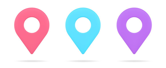 Multicolored map pin location GPS symbol collection 3d icon vector geolocation GPRS symbols