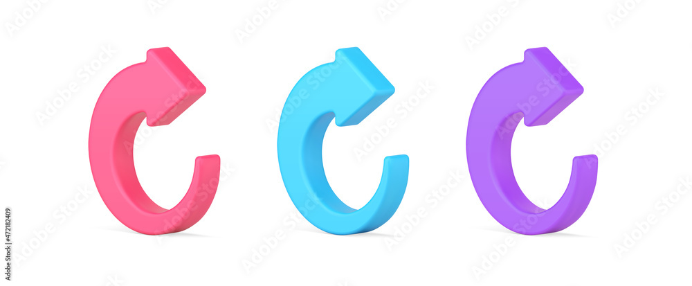 Poster collection multicolored rotation arrow pointing direction 3d isometric icon vector illustration
