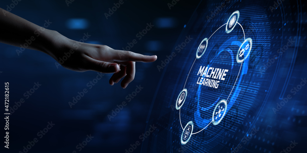 Poster machine learning ai artificial intelligence neural network technology concept.