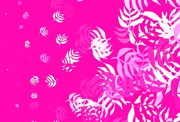 Light Pink, Yellow vector doodle pattern with leaves.