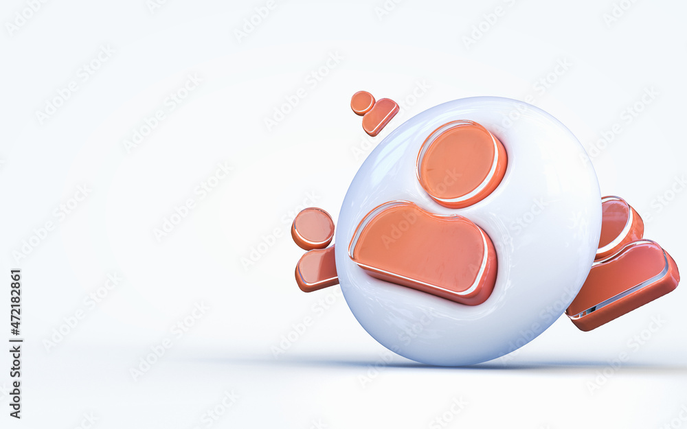 Fototapete realistic 3d rendering user sign 3d render icon on the white glossy background