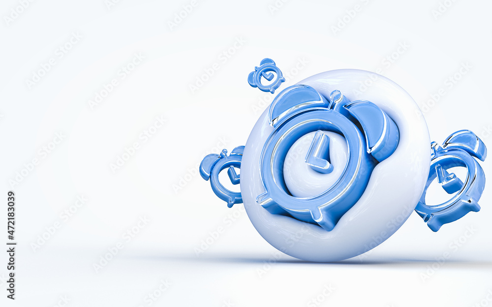 Aufkleber realistic 3d rendering alarm clock sign 3d render icon on the white glossy background
