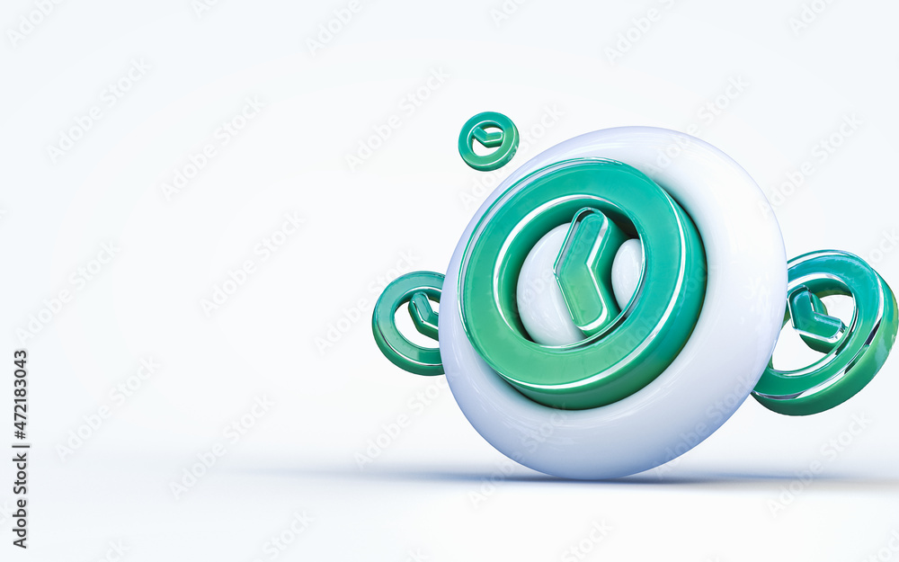 Aufkleber realistic 3d rendering clock sign 3d render icon on the white glossy background