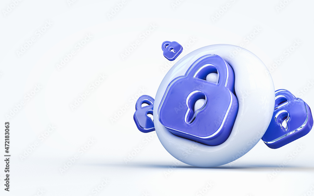 Aufkleber realistic 3d rendering lock sign 3d render icon on the white glossy background