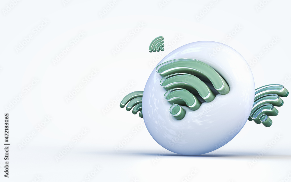 Aufkleber realistic 3d rendering wifi sign 3d render icon on the white glossy background