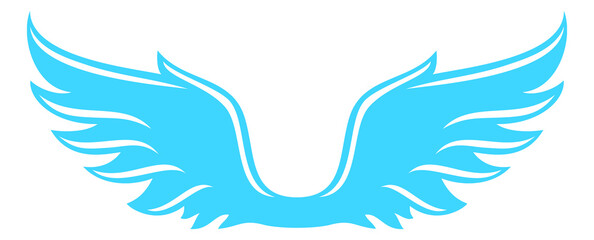 Fototapeta na wymiar Elegant wings insignia. Blue badge in retro style