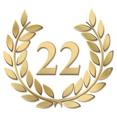 3D gold laurel wreath 22 vector isolated on a white background	
