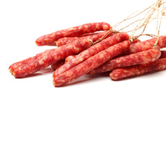 Chinese sausage on white background 