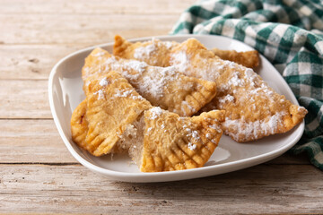 Spanish sweet stuffed pastry filled with angel hair