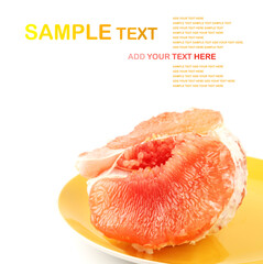 slice of grapefruit on white background