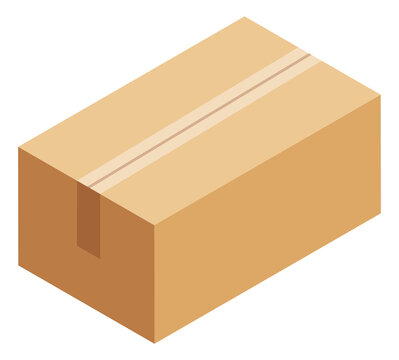 Closed cardboard box. Sealed parcel. Isometric icon
