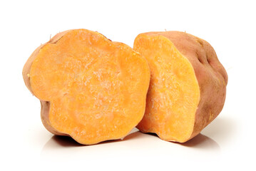 sweet potatoes on the white background