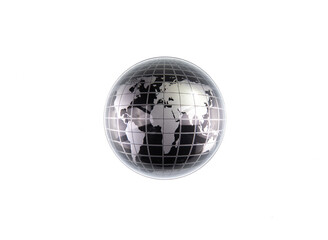 round monochrome world map isolated on white background