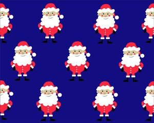 Santa Claus pattern on a blue background. New Year 2022