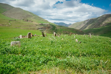 Fototapeta na wymiar Beautiful landscape of mountains and valleys in Dagestan