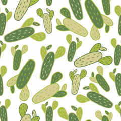 Vector colorful seamless pattern design illustration with decorative cactus branches