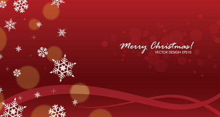 Merry christmas background with red color and snow ornament