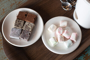 Homemade Warm Hot Chocolate with Mini Marshmallows.