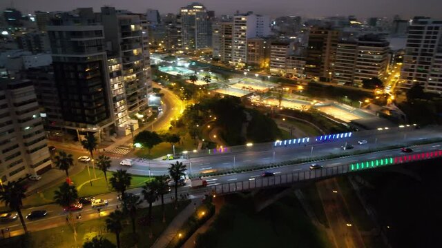 Miraflores Lima in Peru city at night
