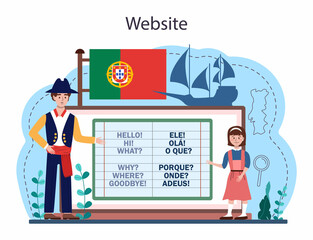 Portuguese language learning online service or platform. Language school