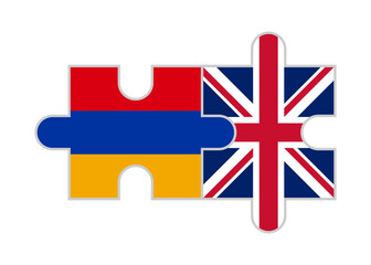 puzzle pieces of armenia and united kingdom flags. vector illustration isolated on white background