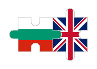 puzzle pieces of bulgaria and united kingdom flags. vector illustration isolated on white background