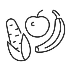 Monochrome vegetables and fruits line icon vector illustration. Simple seasonal harvest