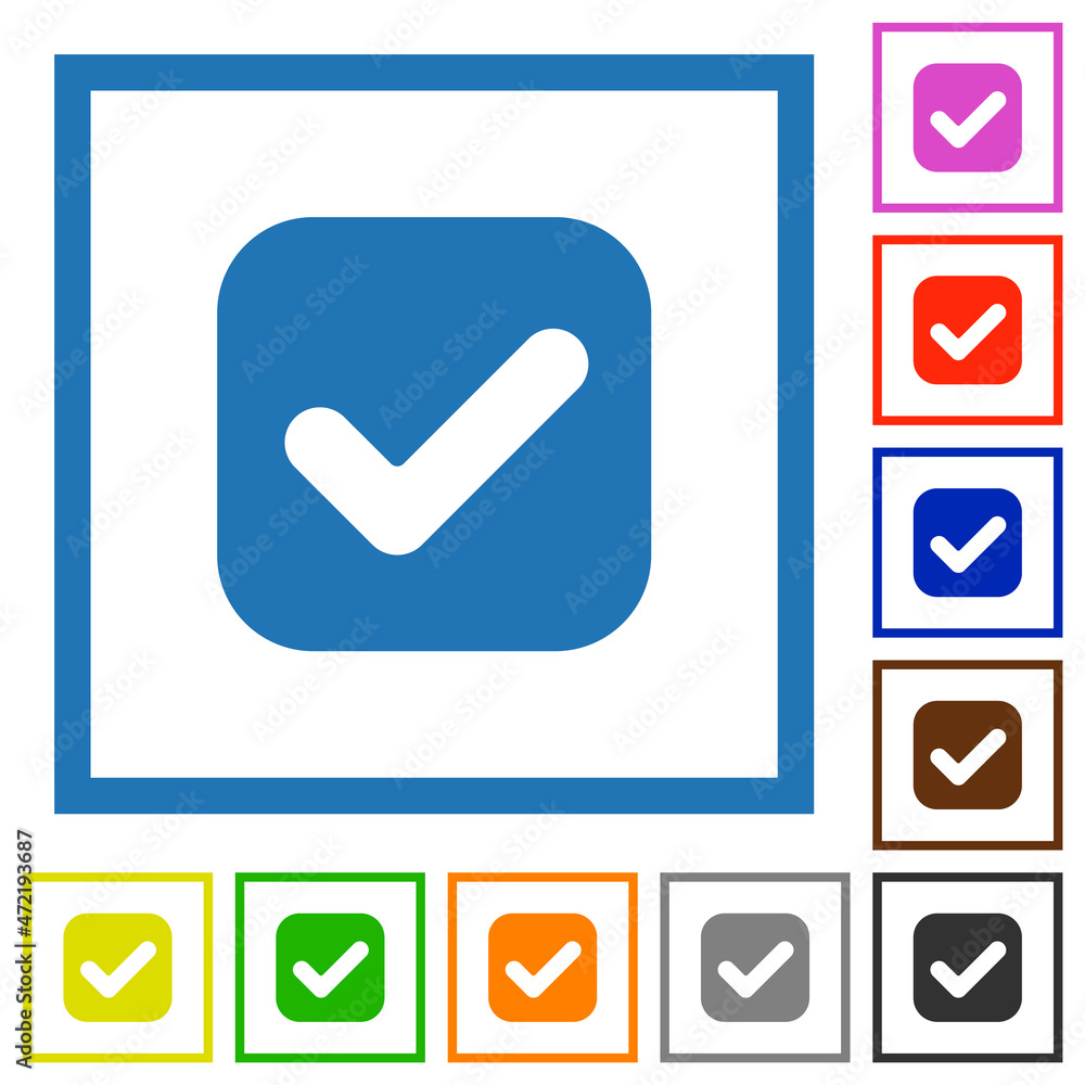 Poster checkbox solid flat framed icons