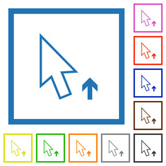 Arrow cursor up outline flat framed icons