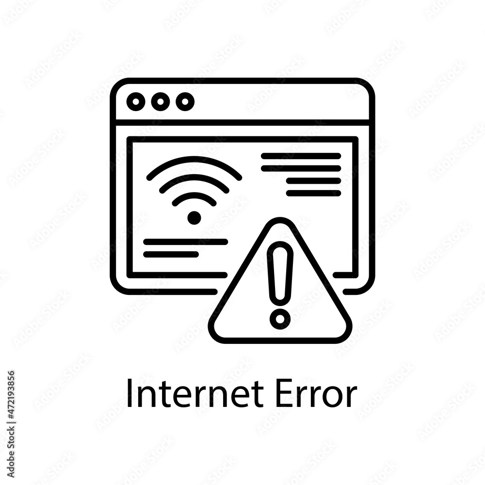 Poster internet error vector outline icon design illustration. web and mobile application symbol on white b