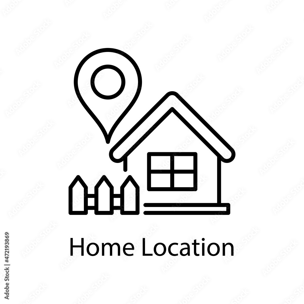 Poster home location vector outline icon design illustration. web and mobile application symbol on white ba