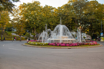 Rossio square roundabout in Viseu city, Portugal - obrazy, fototapety, plakaty