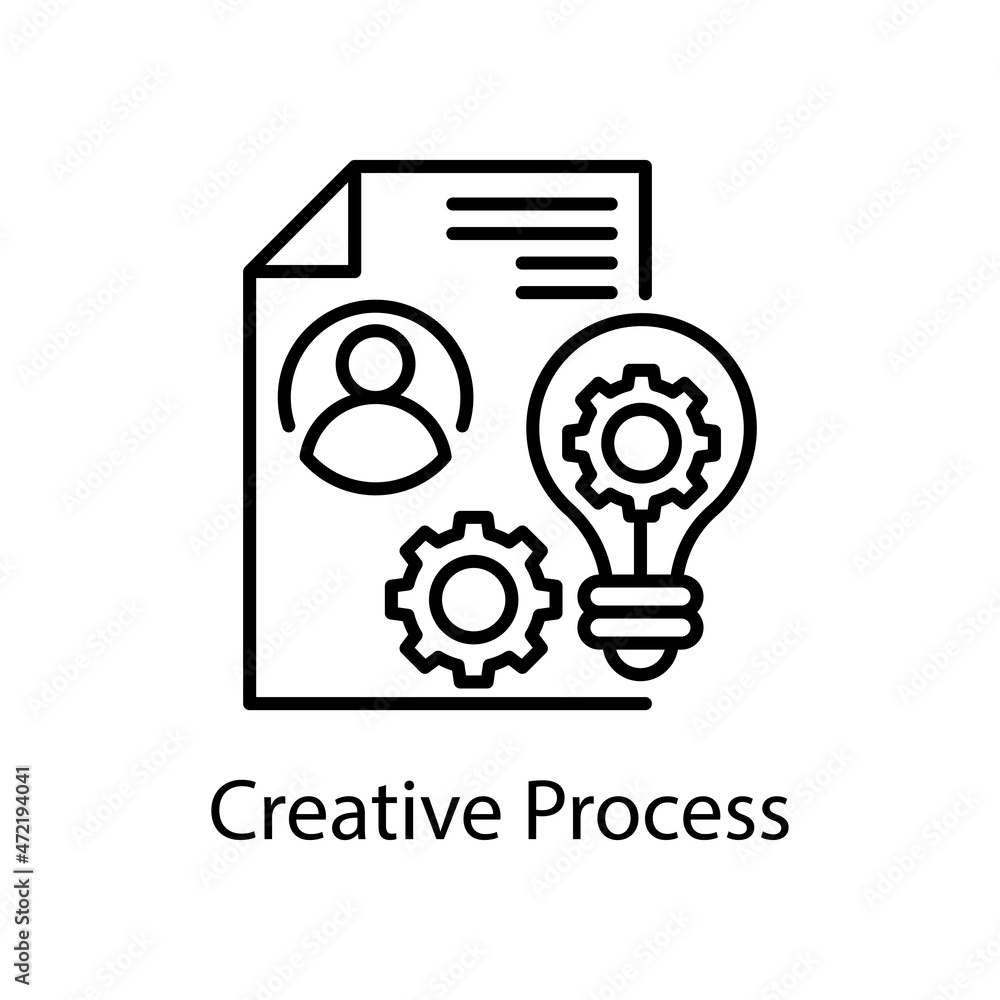 Poster creative process vector outline icon design illustration. web and mobile application symbol on white