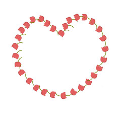Card. Flower heart. Heart made of flowers on a white background. Vector. Spring postcard.
