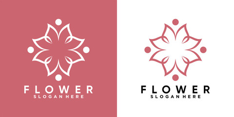 flower and butterfly logo design with style and cretive concept