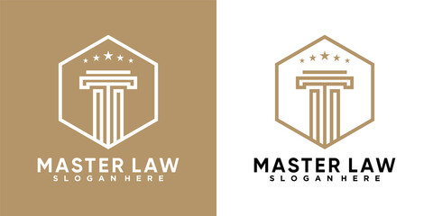 master law with star logo design with style and cretive concept