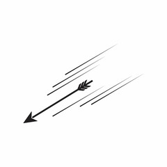 Flying arrow icon isolated on white background. Flying arrow