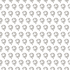 simple vector flat art black and white endless pattern of hand drawn round smiley face wich showing tongue. seamless pattern of cartoon dead emoticon