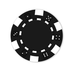 Black poker chip isolated on a white background