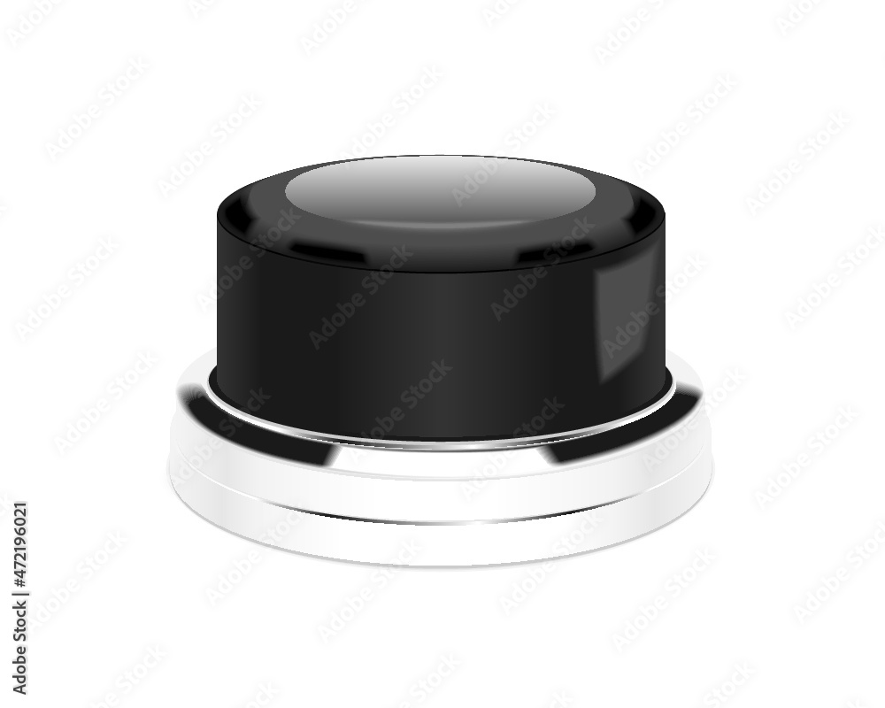Poster black push button isolated on a white background