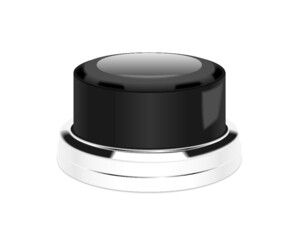 Black push button isolated on a white background