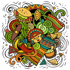 Obraz na płótnie Canvas Mexico cartoon vector doodle illustration